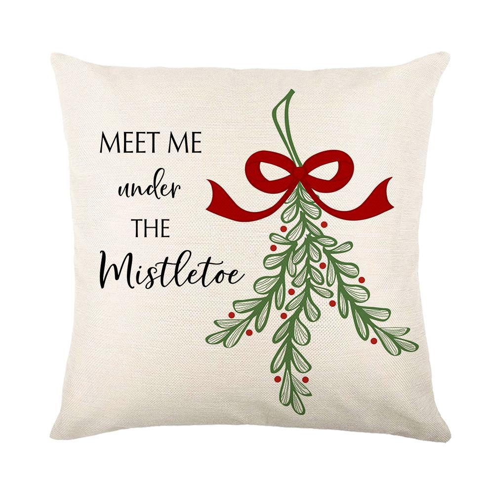 Christmas Pillow Cover Home Decor Letter-printed Linen Cushion Cover Sofa Pillow Cover