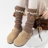 Boots Still Cotton Socks Cover Flanging Ball Bow Stacking Socks Lolita Girl Lace Coffee Calf Cover