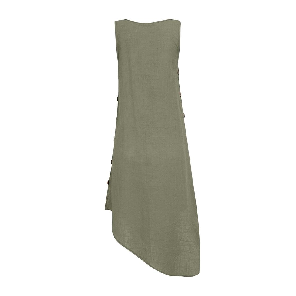 Women's Summer Sleeveless Beach Vest Skirt Asymmetric Beach Dress