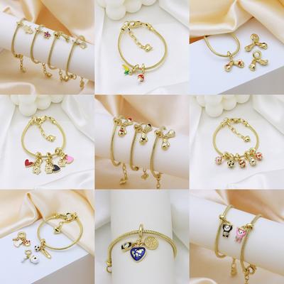 Panjiadora Round Snake Bracelet Love Peach Heart Extension Chain Copper Gold-Plated Jewelry