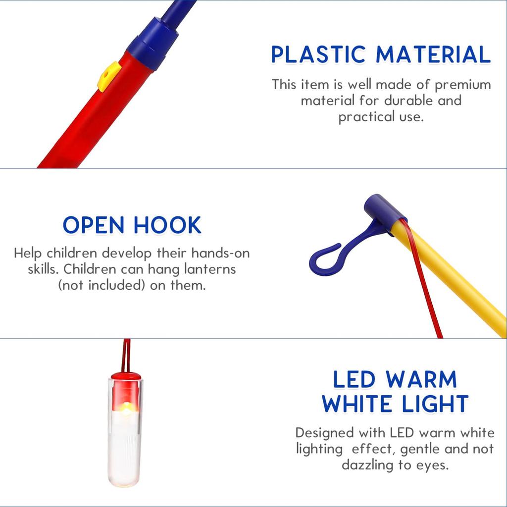 Frcolor Lantern Sticks, Set of 6, Lantern Handles, Plastic Poles, Handheld Lantern Hangers, Accessories, Decorations, Toys
