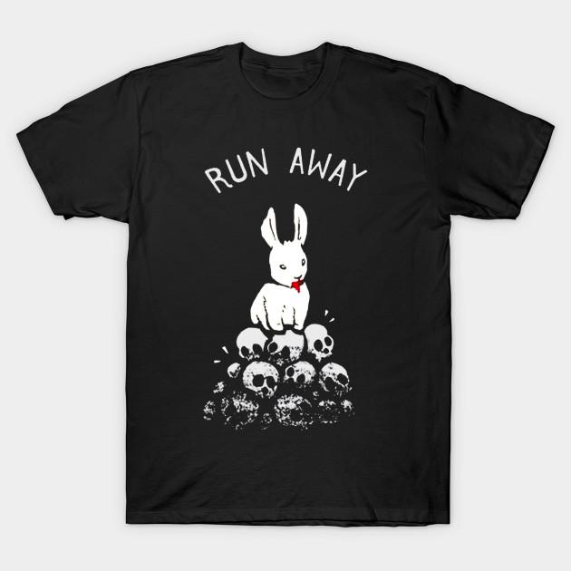 

Чоловіча чорна футболка з принтом Run Away Killer Bunny, друк на папері для термопереносу без вирізання, бавовняна футболка 4XL чорний