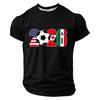 Men's Graphic Round Neck T-Shirt with Soccer Slogan for Casual Wear