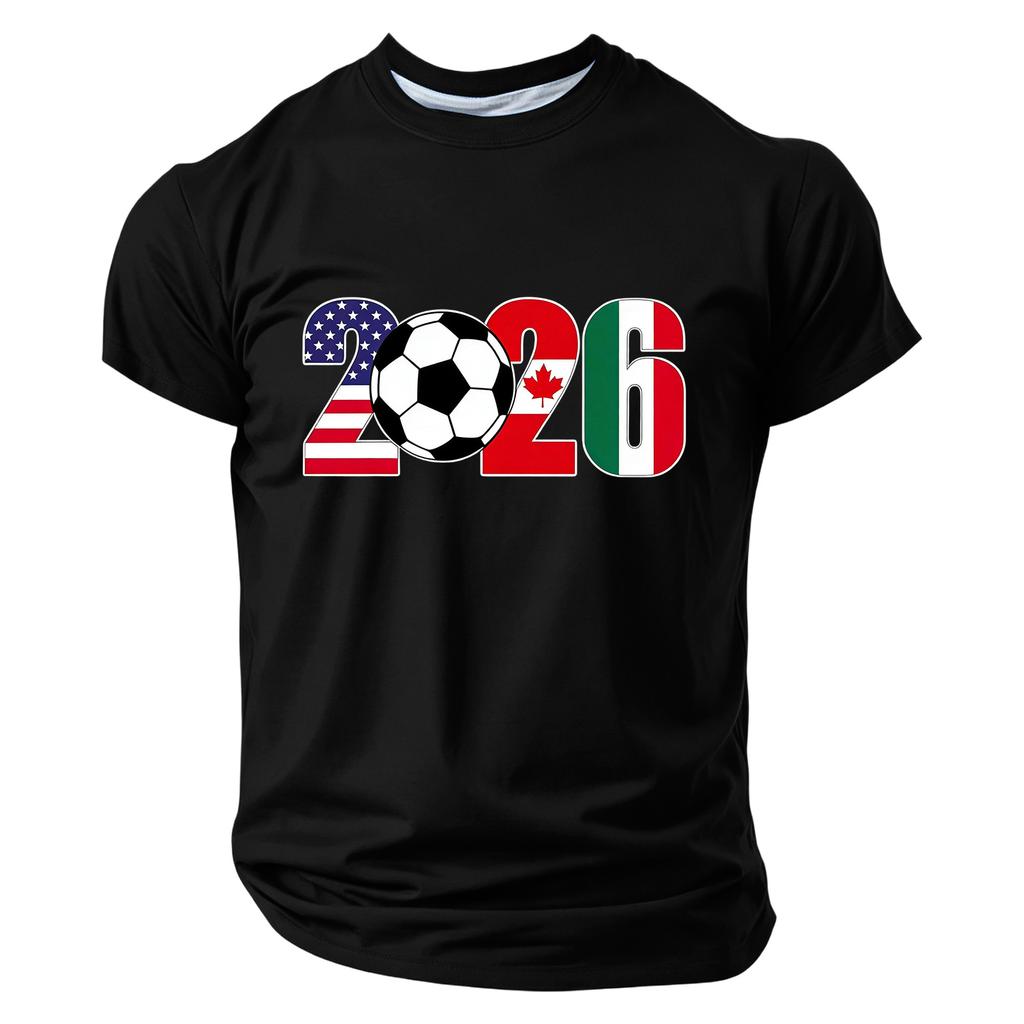Men's Graphic Round Neck T-Shirt with Soccer Slogan for Casual Wear