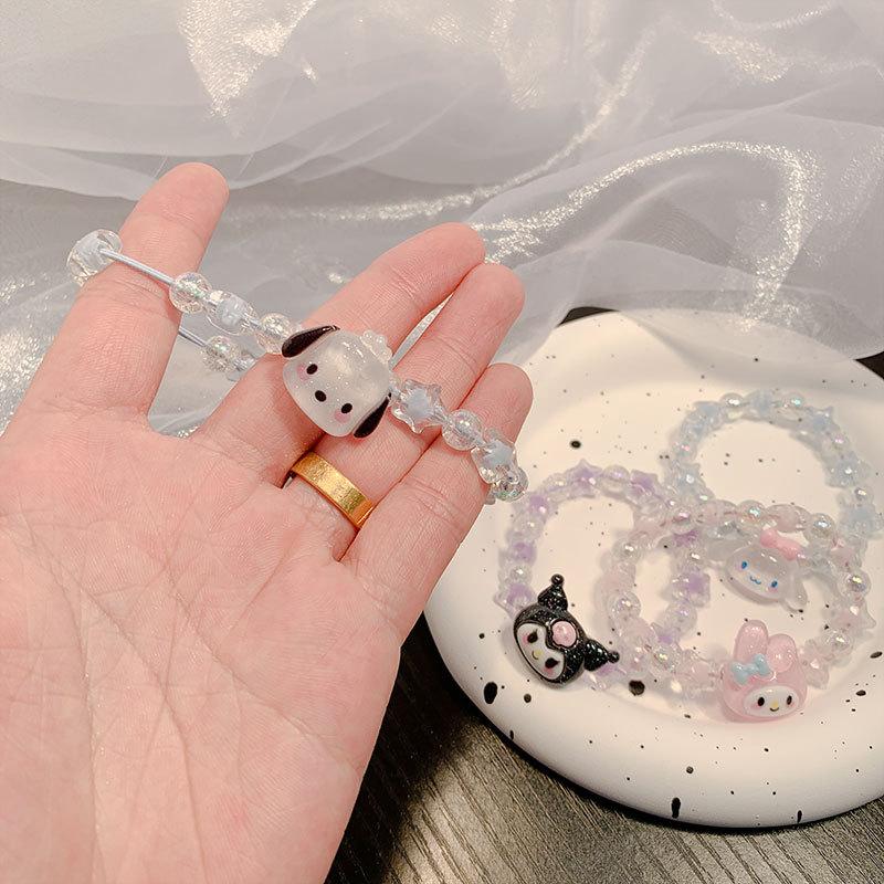Sanrio Kuromi Cute Anime Cartoon Couple Bracelet Birthday Gift Jewelry Accessories Hair Ring Head Rope Girl Gift