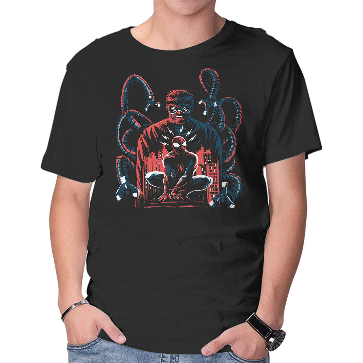 Unisex Crew Neck T-Shirt The Shadow Of The Octopus Graphic Short Sleeve Casual Tee S