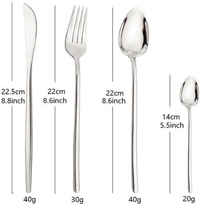 Silbernes 24-teiliges Besteckset aus Edelstahl, pfirsichförmiges Besteckset für das Abendessen, hochglanzpoliertes Geschirrset