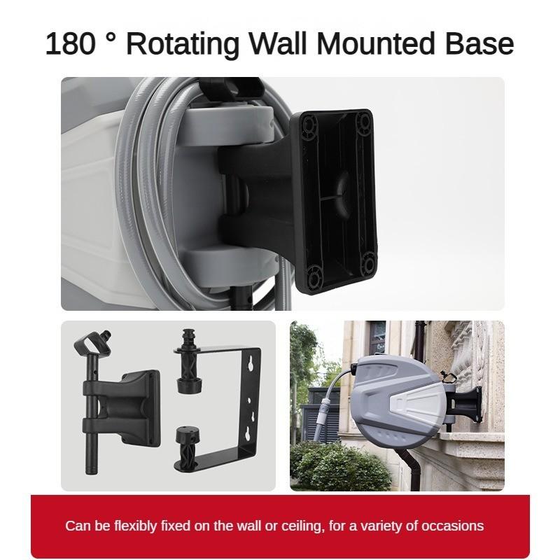 Automatic Retractable Pipe Reel Extra Long 20M Pipe Winding Device High Pressure Car Wash Water Drum Garage Tool