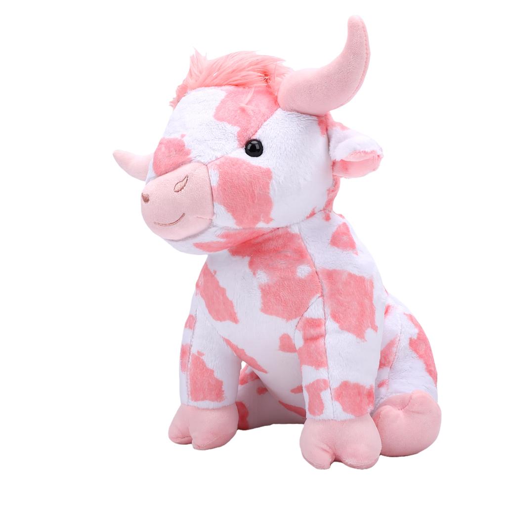 Pink Cow Plush Toy Cute Highland Cattle Stuffed Animal Doll for Kids Boys Girls Valentine Day