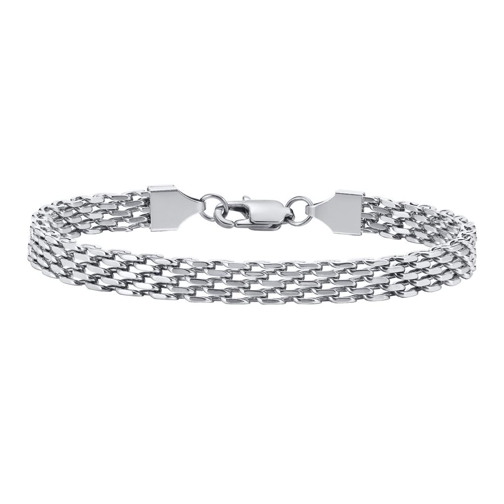 6MM Mesh Chain Bracelets for Men Boys,Waterproof Stainless Steel Italian Link Wristband,Simple Jewelry Gifts,19/21CM