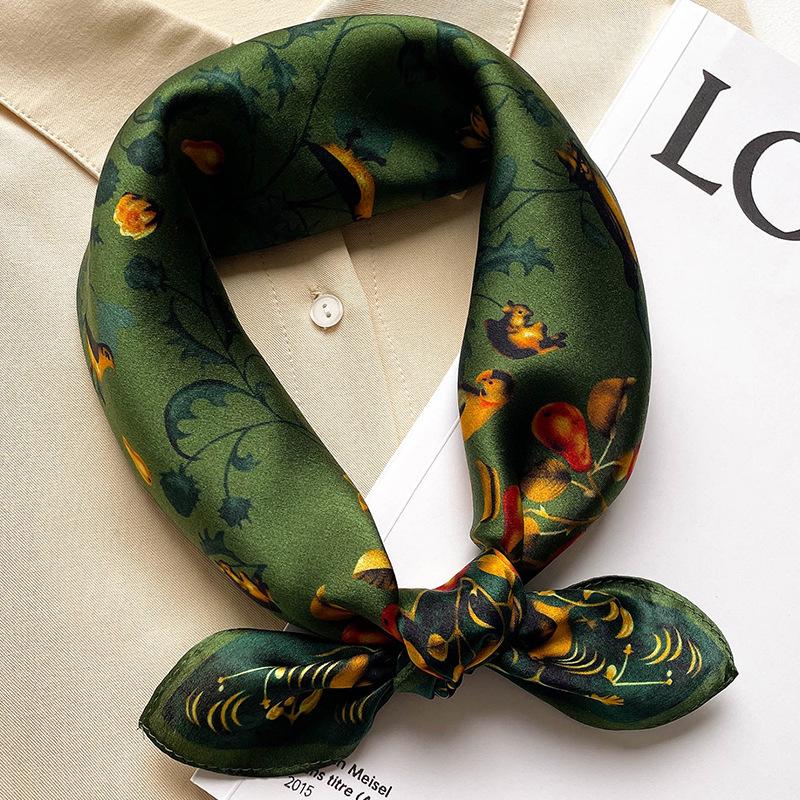 Animal Print 100% Silk Square Scarves Women Design Neck Scarf Summer Headband Hairband Lady Headkerchief Luxury Bandana