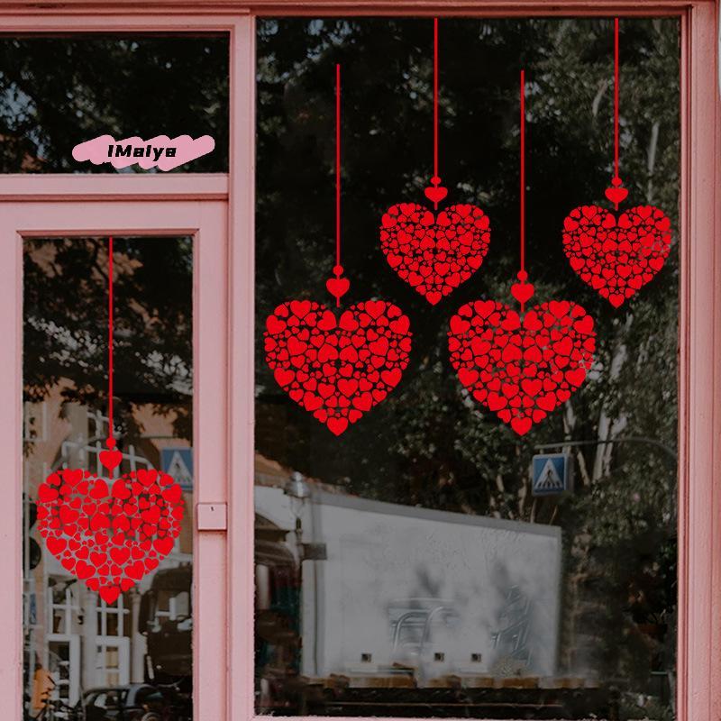 M-1pcs Valentine's Day Atmosphere Decorative Stickers,Heart-shaped Stickers For Glass Windows And Display Windows, Shop Stickers