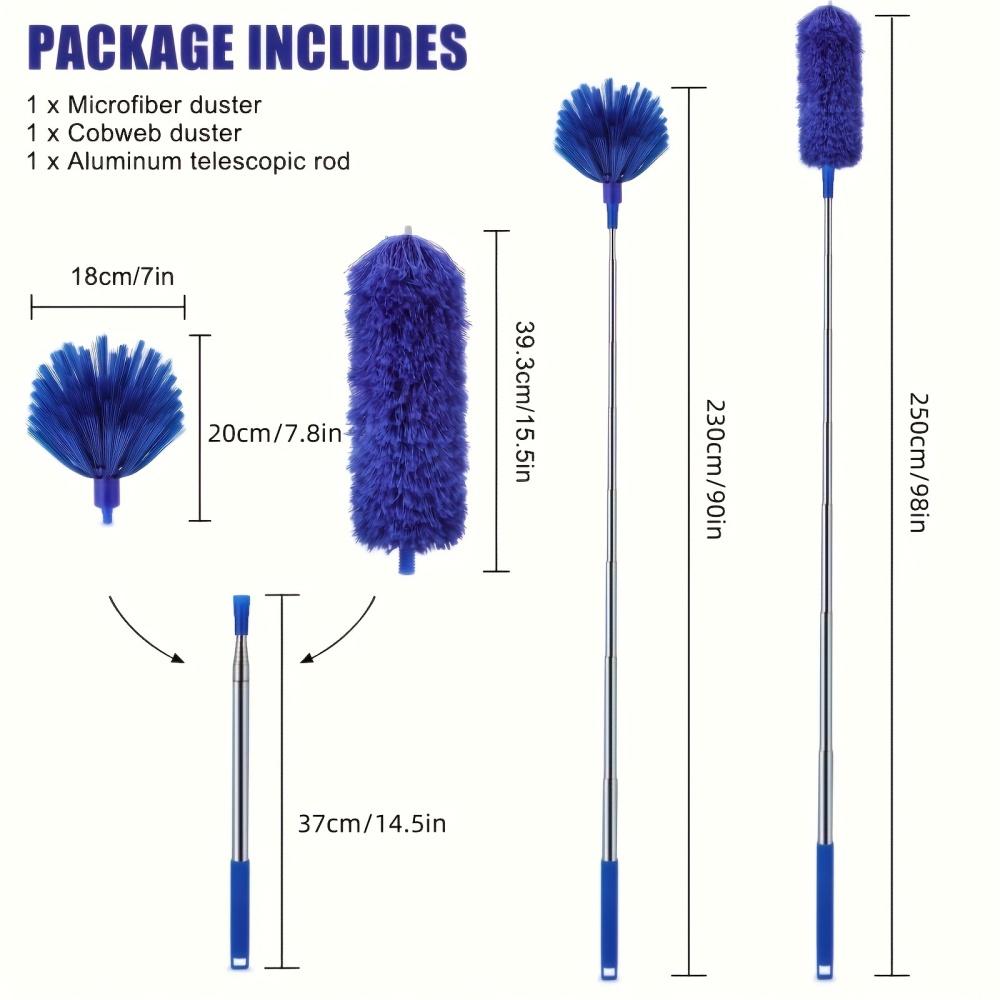 Versatile Retractable Bendable Duster Set Extendable Pole For Ceiling Cleaning Dust Removal Washable Household Cleaning Tool