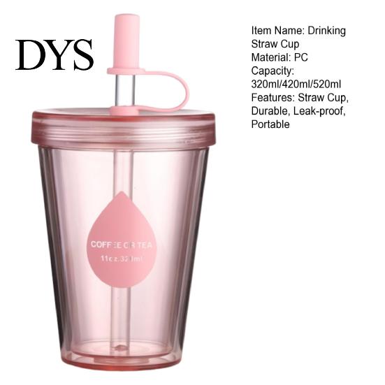 Break Resistant Plastic Tumbler Drinking Straw Cup, Portable Leak-proof PC Water Bottle, Durable Leak Proof Bottle for Students Anti-fall And