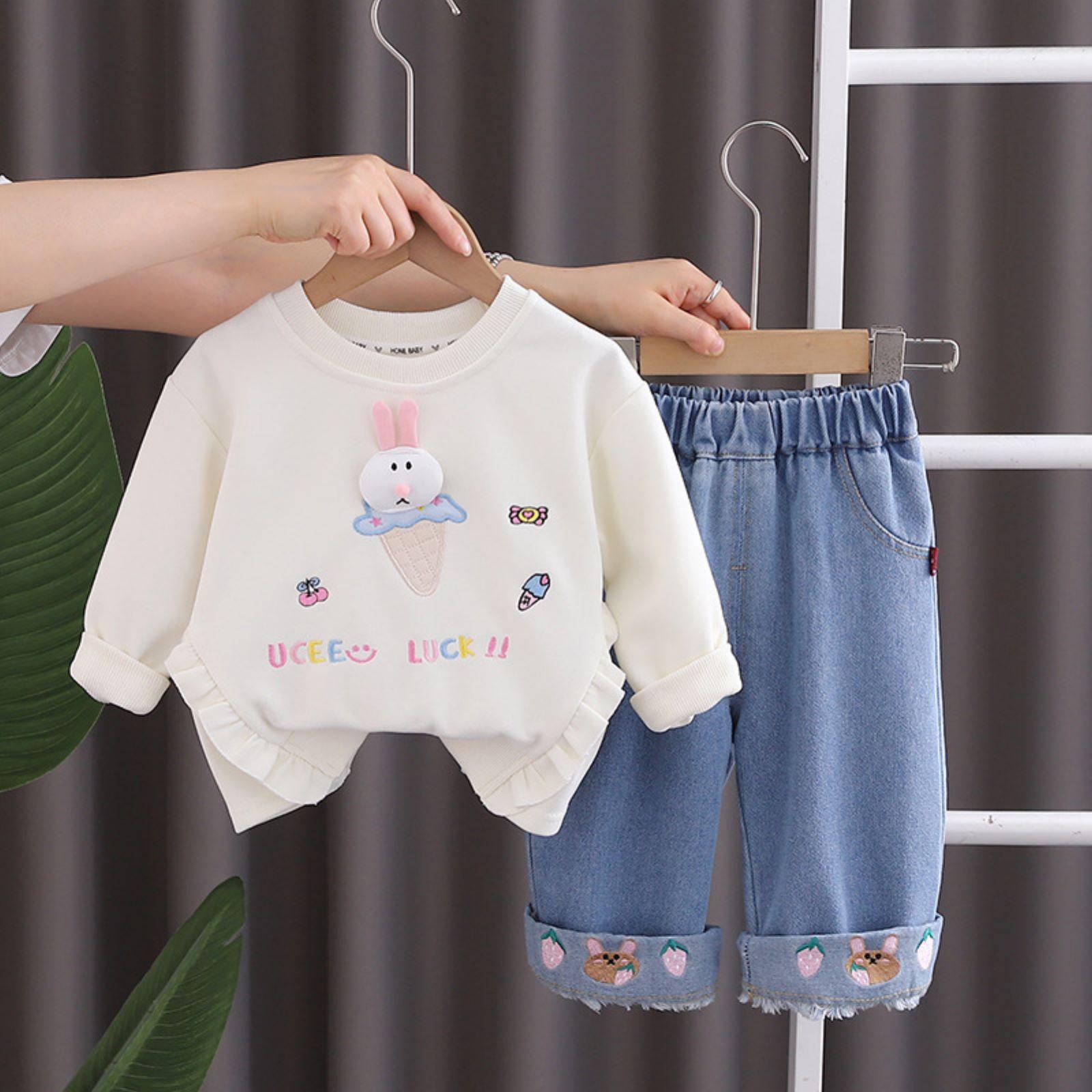 

Детский повседневный комплект с длинным рукавом, удобные наряды для повседневной носки 80 белый