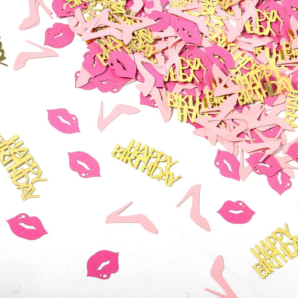 Girl Happy birthday confetti high heels and lips confetti for woman birthday party table decorations