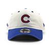 New Era 9TWENTY Strapback Chicago Cubs MLB Classic Sidescript Strapback Cap In Low Cream. Profile.