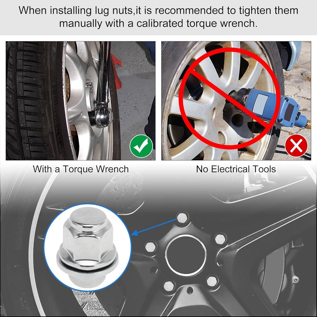 5 Pcs M12x1.50 Lug Nuts for Toyota Corolla 1987-2008/2019-2021 Alloy Steel Wheel Lug Nuts No.9094201033/MB579290 Silver Tone