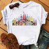 Funny Summer Disney Villains Printed Women T Shirts Round Neck Y2k Clothes Cartoon Graphic T Shirts 90s Female Tops Tees