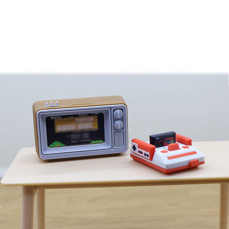 1 Piece 1/12 Dollhouse Simulation Miniature Nostalgic Tv Game Console Model Living Room Scene Decoration Doll Accessories Toys