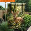 2D Flat, 2D Flat Printing Garden Flag 1pc, Deer Resting In Forest Durable Single-Sided Print Yard Flag, Garden & Home Holiday Decoration, 29.97x44.96