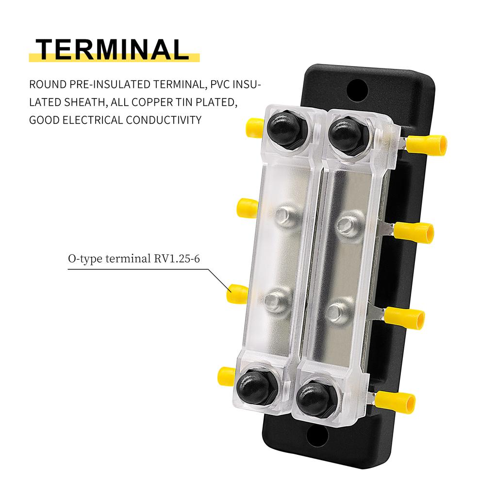 8 Terminal Bus Bar 150A BusBar Block with Cover Ground Distribution Power Distribution Terminal Block for W/ 8 M6 Screws