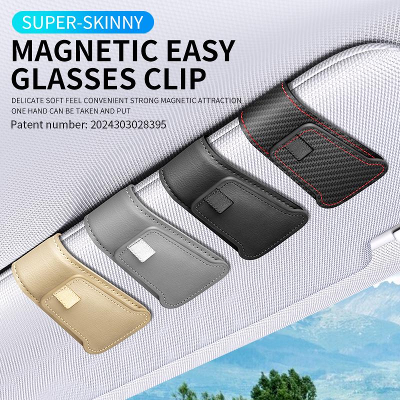 Car Sunglasses Clip Sun Visor Glasses Holder Card Ticket Holder Stable Storage Clips Eyeglasses Hanger Magnetic Glasses Holder