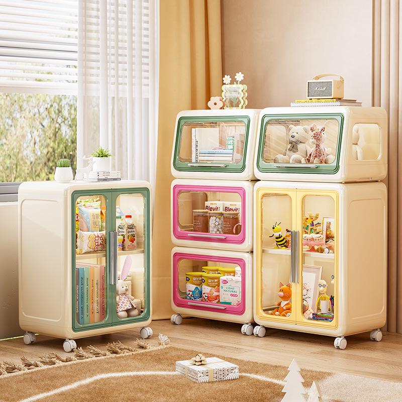 Movable Storage Cabinet for Living Room & Bedroom - Accommodates Toys, Snacks, Clothes