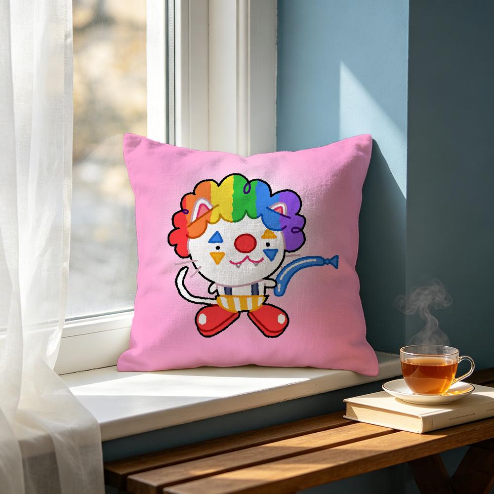 CColorful Clown Cat Kids Cartoon Cushion Cover Cushion Cover Set Pcs x x x Pillowcase Decorative Sofa Home Decor