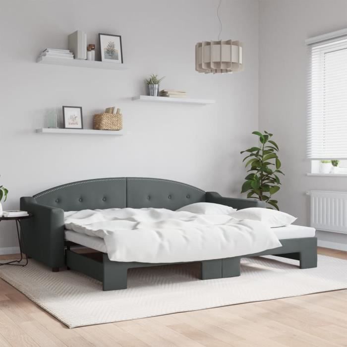 VidaXL Lit de jour avec lit gigogne vert foncé 80x200 cm velours 3196924