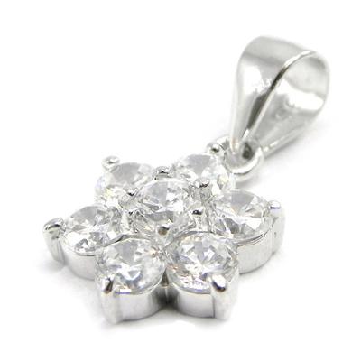 [I3941] - Silver Pendant 'Crystal Flower' Silver-white (rhodium-plated) - 10 Mm