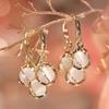 Exquisite Fashion Opal Cat Eye Drop Earring Women Flower Heart Hoop Earrings Bride Wedding Earrings Birthday Party Jewelry Gift