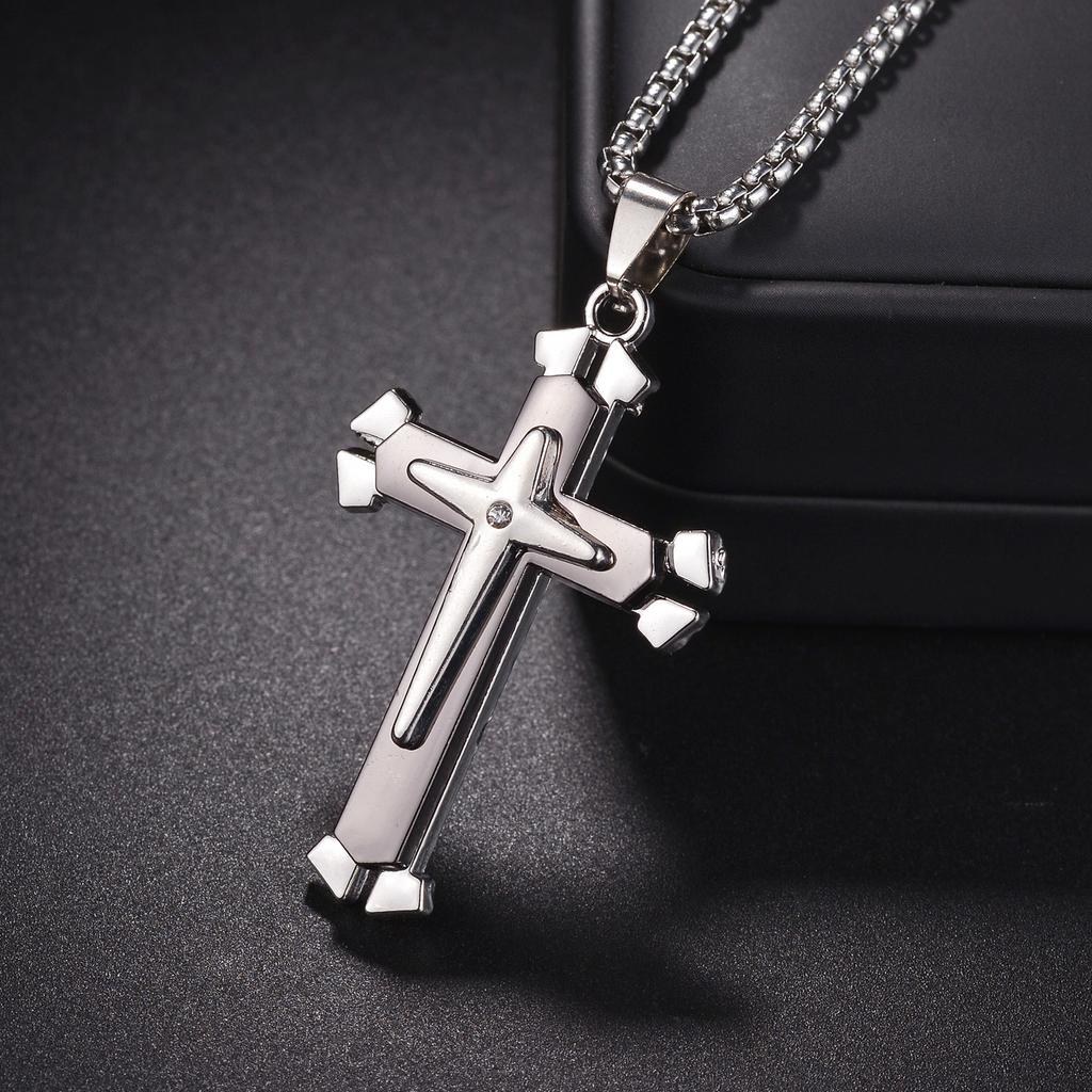 Christian Jesus Cross Necklace for Women Men Stainless Steel Chains Choker Religion Pendants Jewelry Prayer Baptism Gift