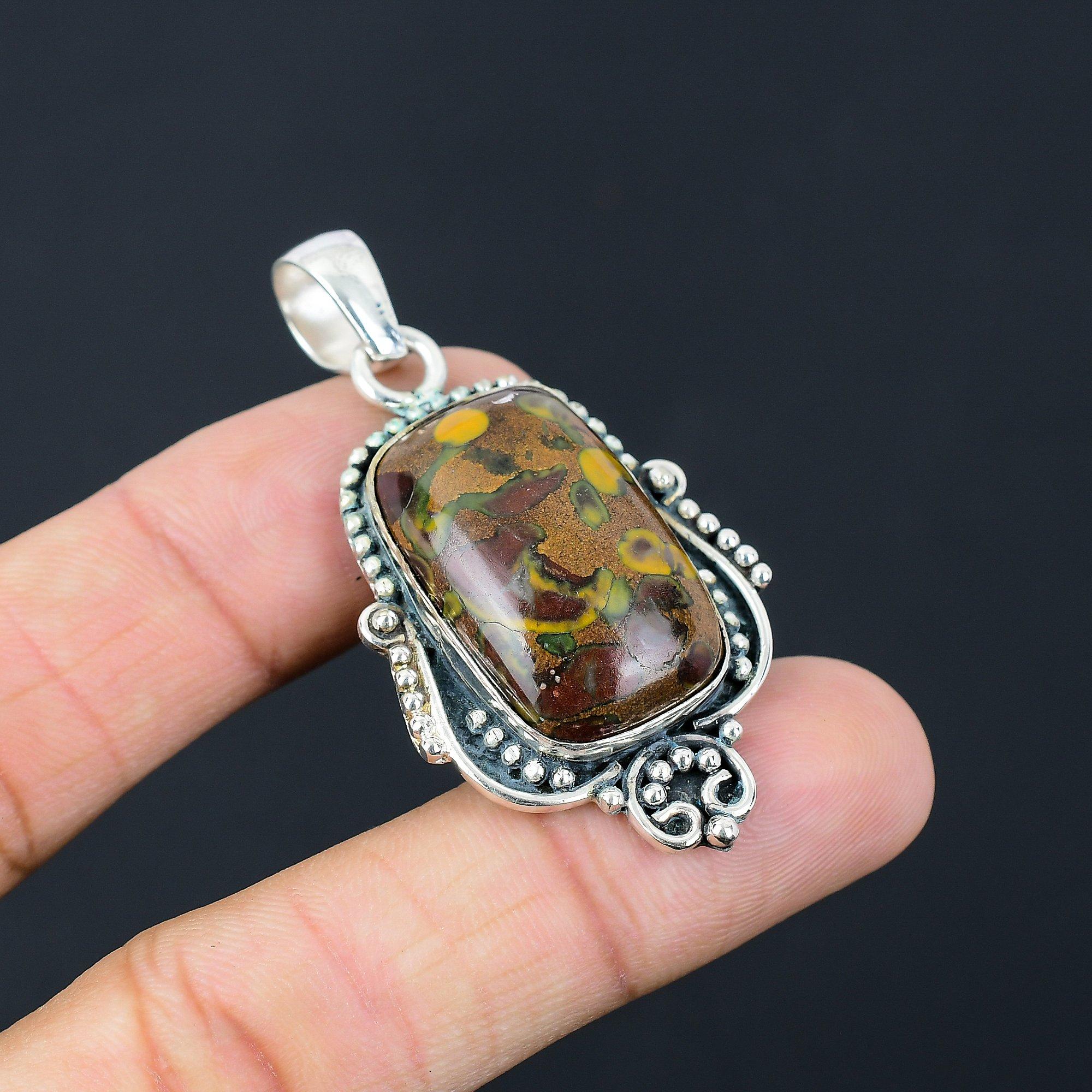 

Friendship Day Deal Radiant Natural Fruit Jasper 925 Silver Boho Pendant Jewelry