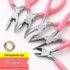 Pink DIY Multifunctional Jewelry Pliers Set: 5" Needle-Nose, Round-Nose, and Angled Pliers. Ideal for Crafting and Detailed Work.