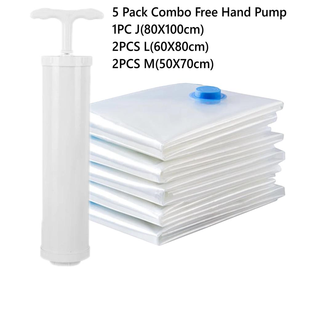 6 Pack Multiple Sizes Vacuum Storage Bags with Pump Big Moving Bags Vacuum Sealed Bags Organizer Space Saver Bags For Clothes