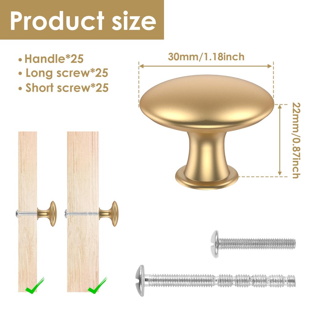 Set da 25 Maniglie per Cassetti in Lega di Zinco Maniglie per Armadietti Resistenti alla Ruggine Maniglie Dorate per Comodini Maniglia Decorativa per Cassetto Ferramenta per Mobili