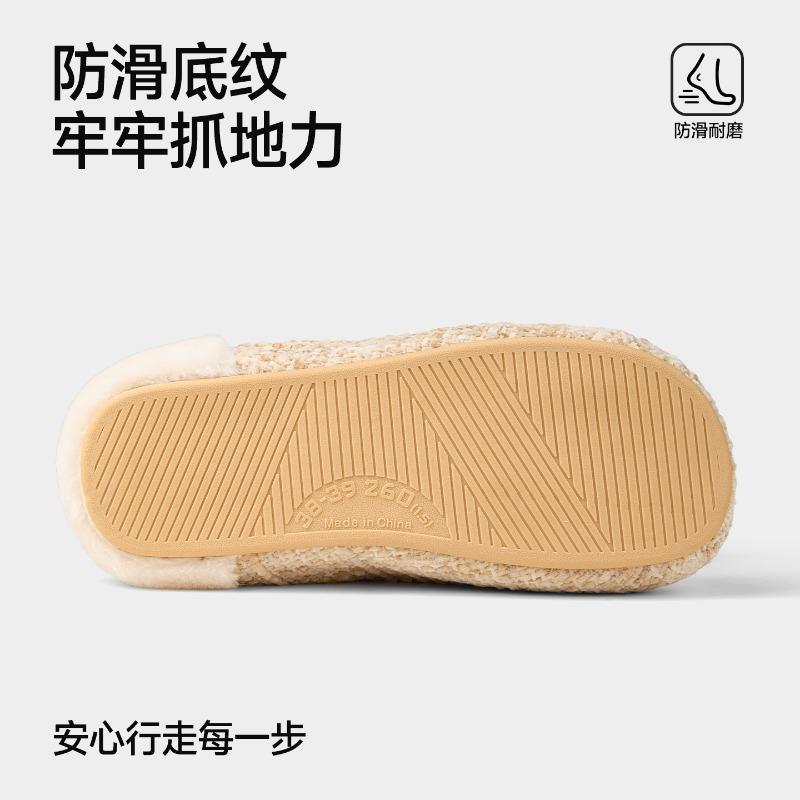 Cotton slippers women's autumn and winter retro plaid home indoor velvet warm and non-slip couple cotton shoes men's fluffy slippers