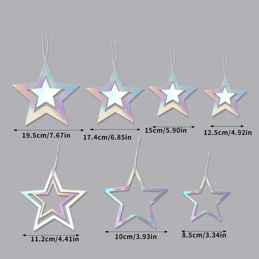 Laser Silver Moon Star Garland Banner Bedroom Wall Hanging Ornament Aldut Kids Birthday Party Decoration Banner Wedding Supplies