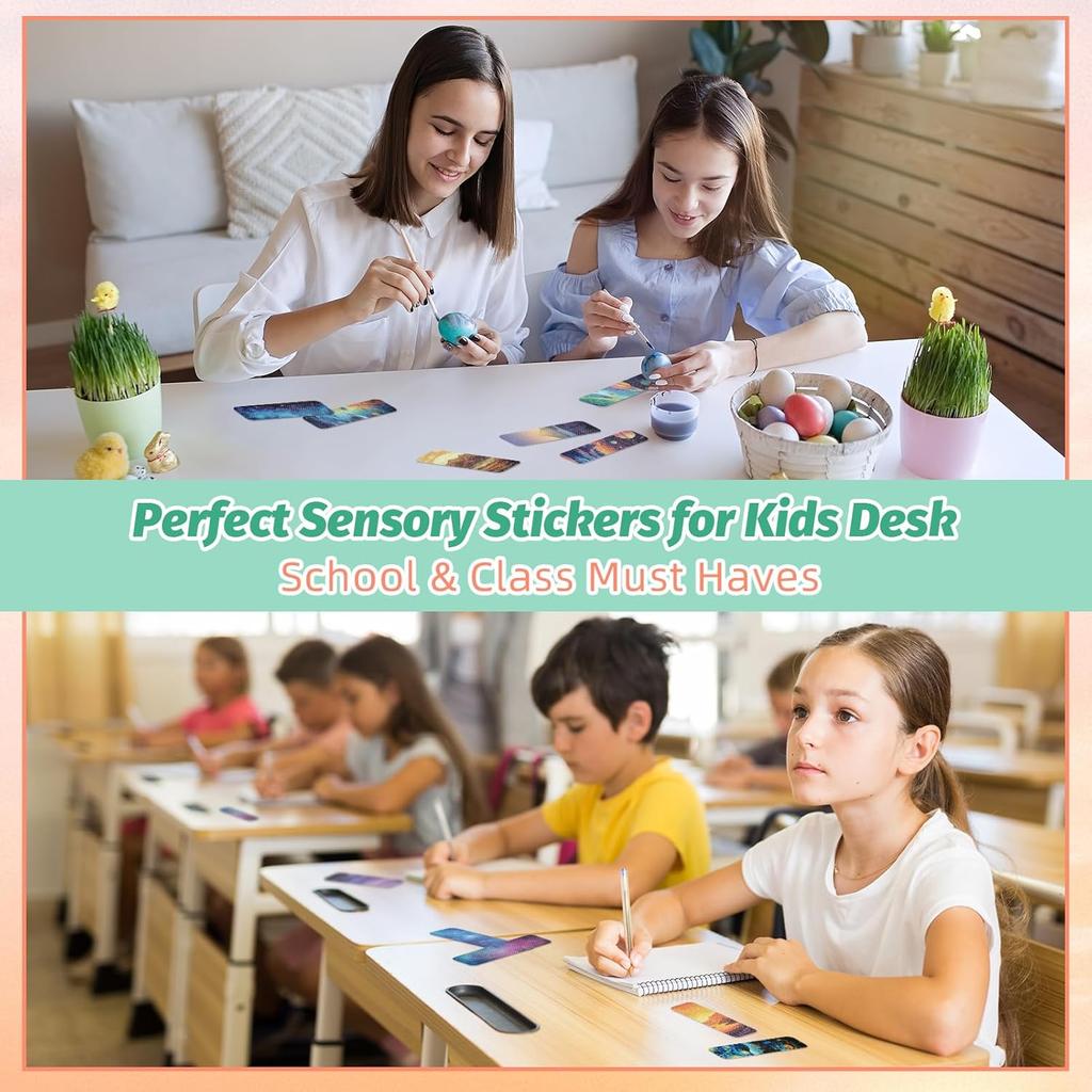 120 Pieces Anxiety Sensory Stickers with 2 Textured Sticker - Desk Fidget and Calming Stickers with Storage Box for Adults & Teens - Anxiety Relief
