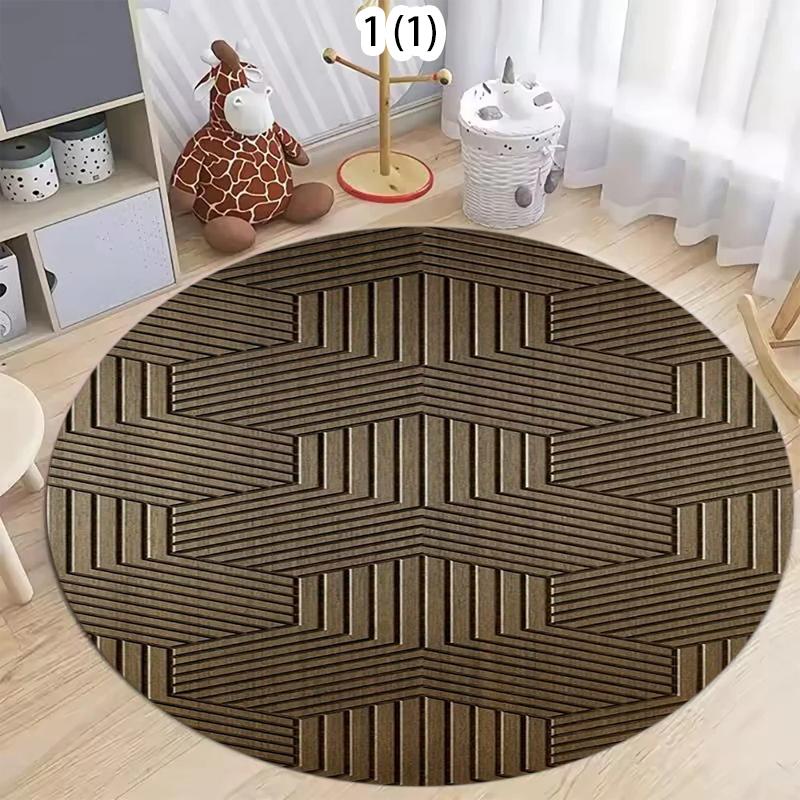 

Geometric Stripes Round Rug Nordic Minimalism Home Decor Carpet Soft Non-Slip Floor Decor Mat for Living Room Bedroom 100cm
