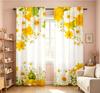 2PCS Digital Printed Curtains, Summer Daisy Floral White Yellow Flowers, Window Curtains for Living Room Bedroom Home Decoration
