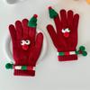 Christmas Gloves with Santa Hat Decors Soft And Warm Breathable Elastic Wrist Gloves for Shopping & Festival Gatherings