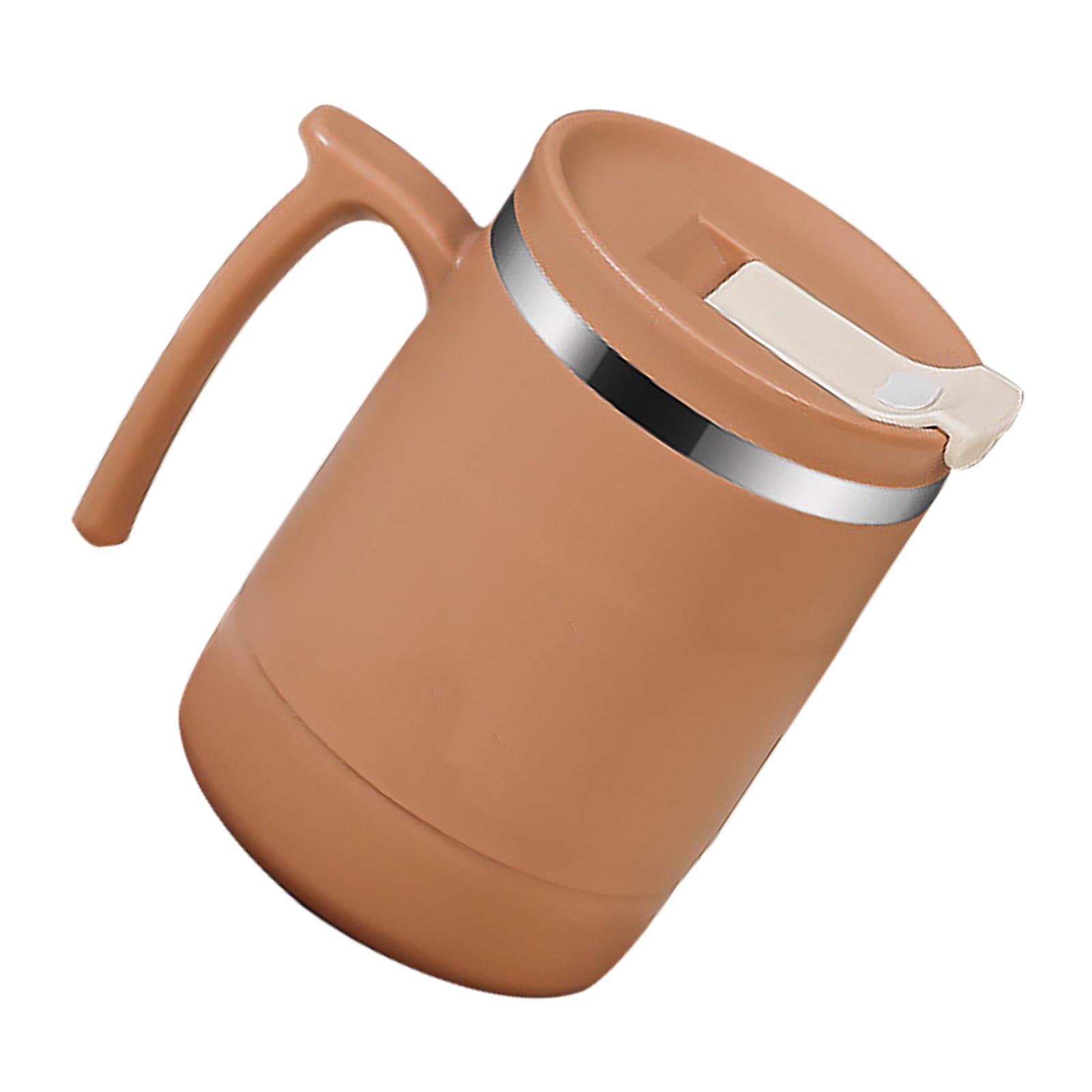 

500ml Insulated Coffee Mug with Lid Folding Spoon Stainless Steel Thermal Cup for Tea Hot Cocoa Cold Beverage