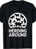 Men's Retro Sheep Dog T-Shirt - Funny Herding Graphic with Sheep & Dog Silhouette, Casual Round Neck Tee Suitable for - Wear, Machine Washable for Dai