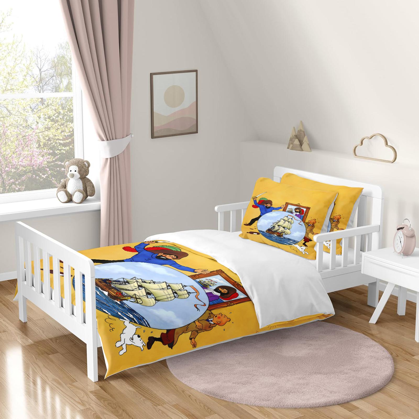 Beddengoed Set De Avonturen van Kuifje Dekbedovertrek Cartoon Volwassene Jongen Meisje Slaapkamer Decoratie Kinderen Enkel Dubbel Grote Maat 90x200cm