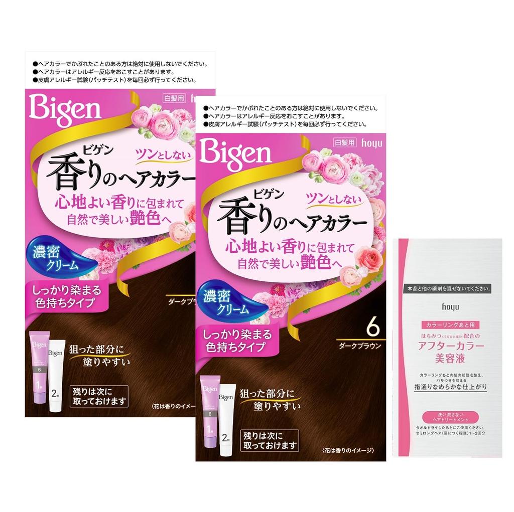 Hoyu Bigen Fragrance Hair Color Cream 6 1st Agent 40g 2nd Agent 40g X 2 Bonus (Dark Brown) - + + [Quasi-drug]