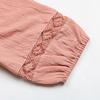 Women Casual Summer Short Sleeve V Neck Blouse Shirt Pink Cotton Linen