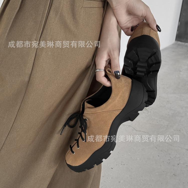 Dexun shoes women's 2025 new casual sports single shoes versatile Forrest Gump shoes leather platform lace-up outdoor women's shoes