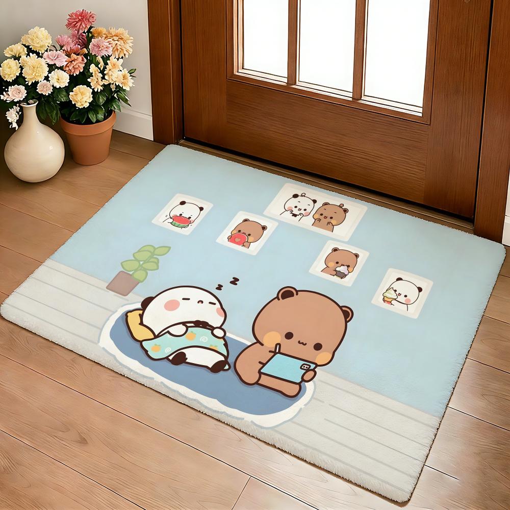 Bubu and Dudu Cute Floor Mat Cozy Flannel Soft Thick Non-Slip Mat for Living Room Bedroom Kitchen Decor Rugs